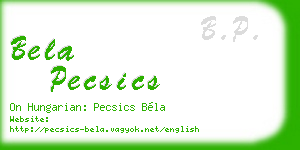 bela pecsics business card